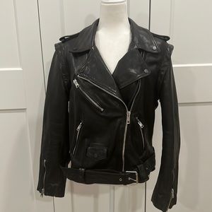All Saints Women’s Morgan Biker Leather Jacket US12